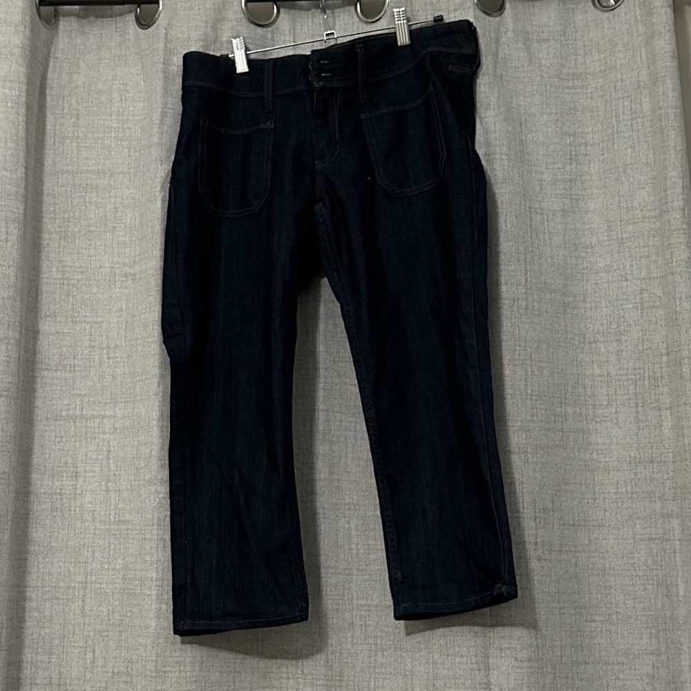 Old Navy Dark Wash Wide Pocket Cropped Jeans Size 8